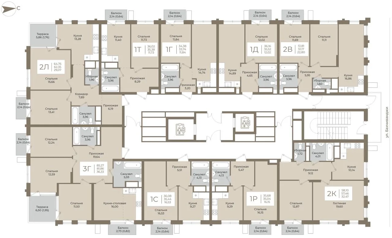 3-комнатная квартира, 84,5 м², 13/15 эт. в ЖК «АГАТ»