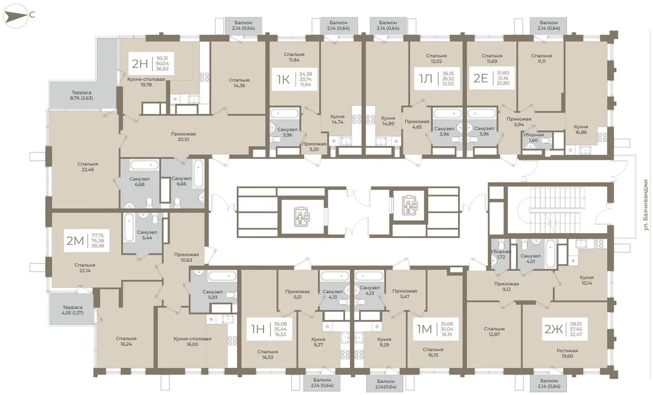 1-комнатная квартира, 35,9 м², 14/15 эт. в ЖК «АГАТ»
