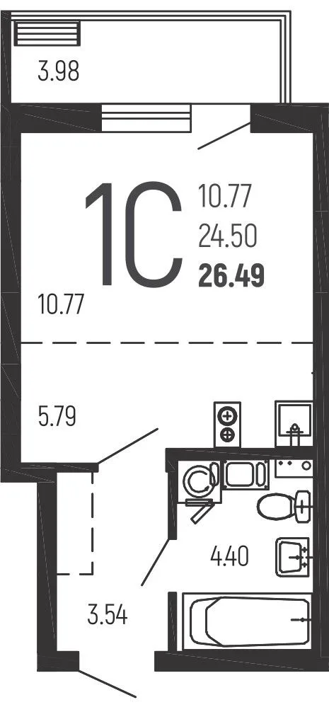 Студия, 26,49 м², 2/9 эт. в ЖК «Нахимовский»