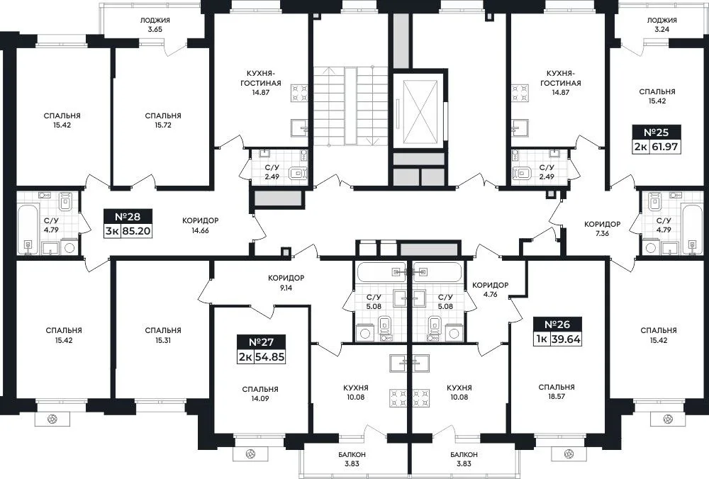 2-комнатная квартира, 54,85 м², 3/8 эт. в ЖК «Нахимов»