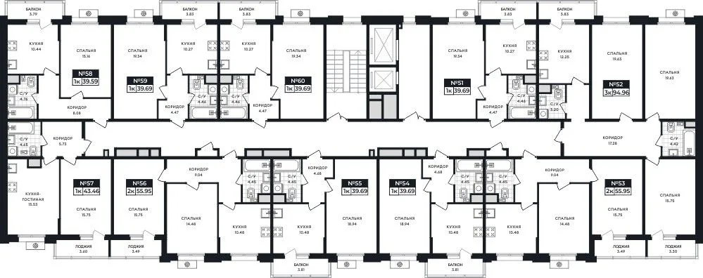 2-комнатная квартира, 55,95 м², 7/8 эт. в ЖК «Нахимов»