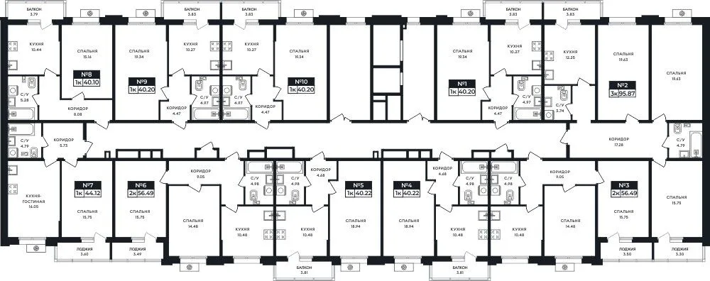 2-комнатная квартира, 56,49 м², 2/8 эт. в ЖК «Нахимов»