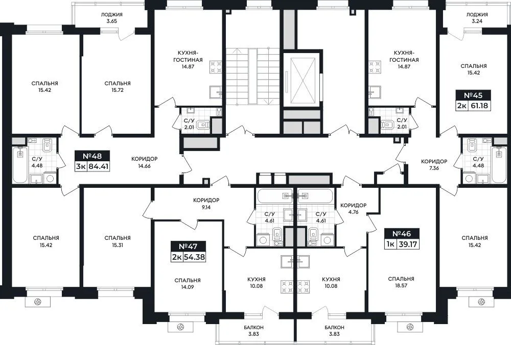 2-комнатная квартира, 54,38 м², 8/8 эт. в ЖК «Нахимов»