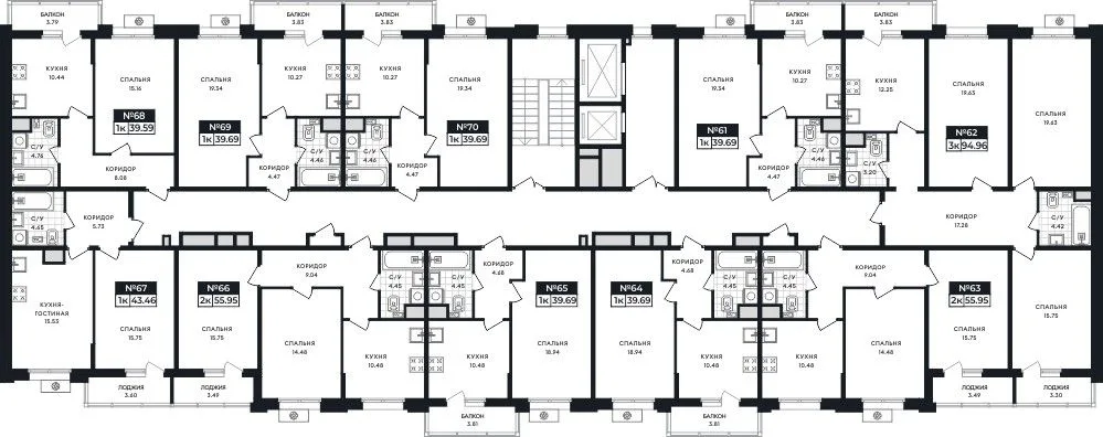 2-комнатная квартира, 55,95 м², 8/8 эт. в ЖК «Нахимов»