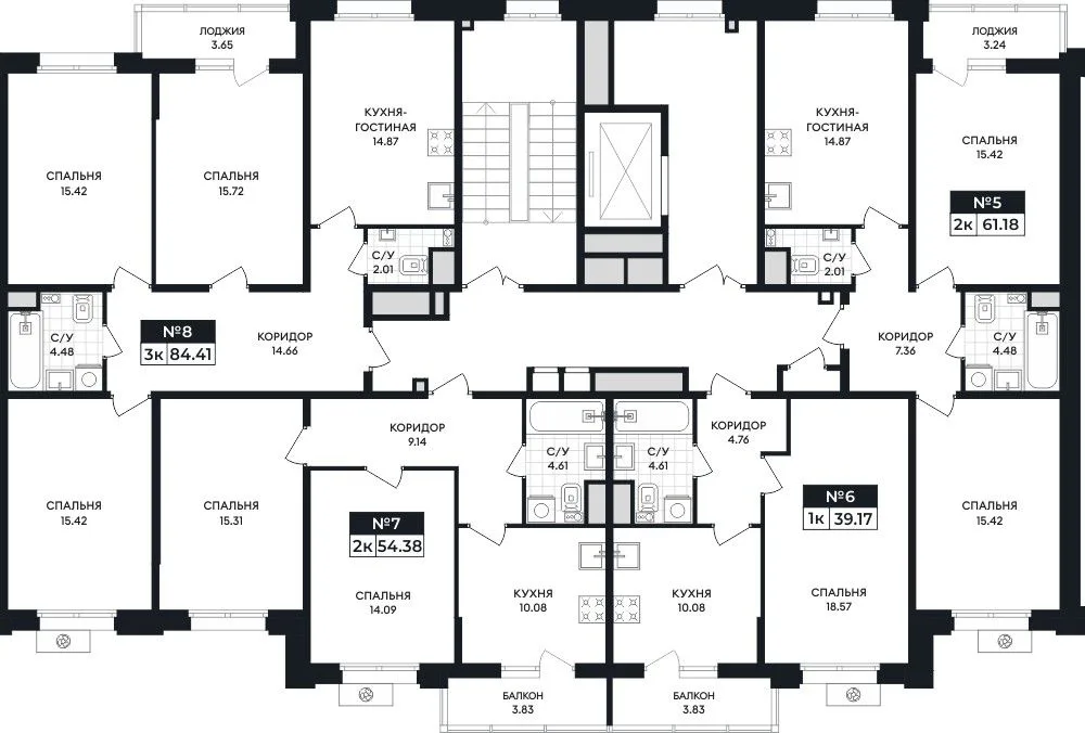 2-комнатная квартира, 54,38 м², 4/8 эт. в ЖК «Нахимов»