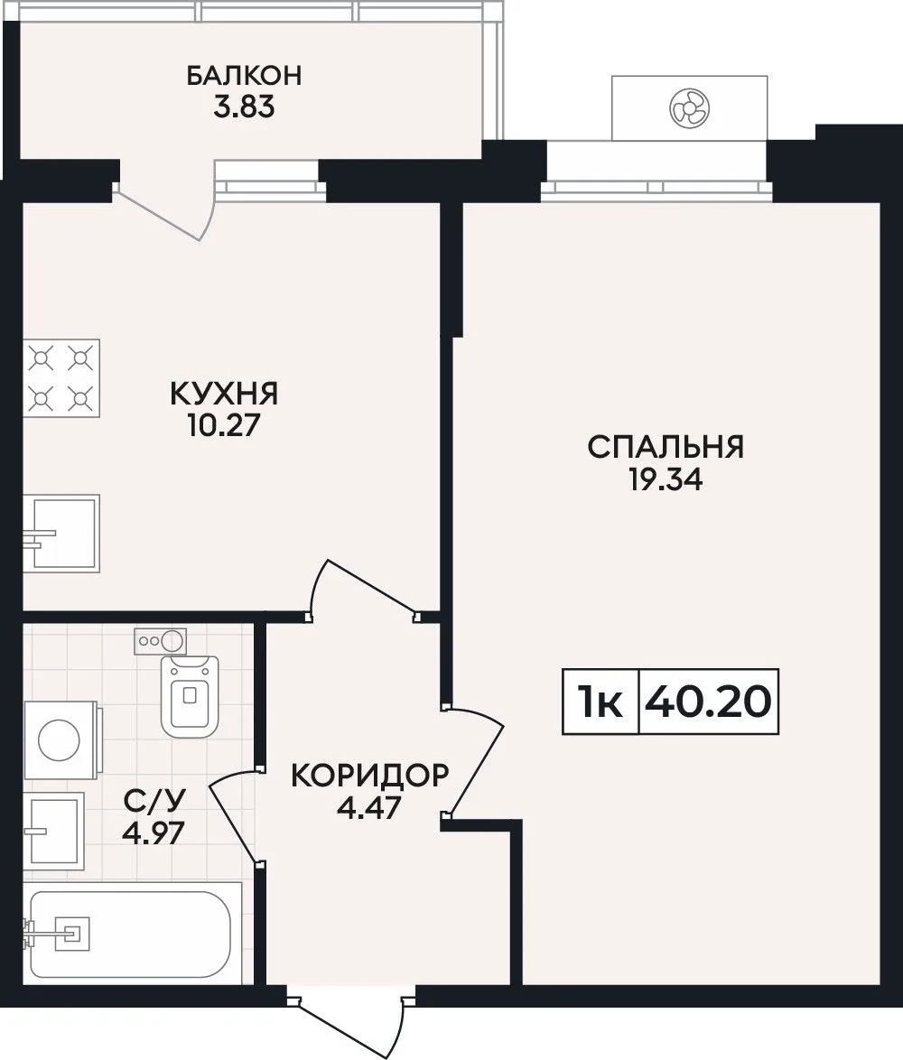1-комнатная квартира, 40,2 м², 2/8 эт. в ЖК «Нахимов»