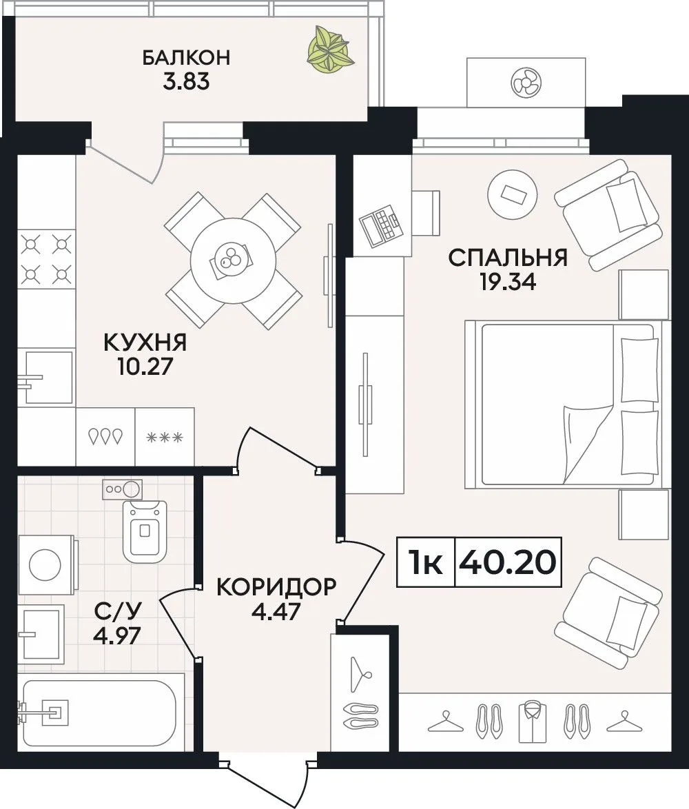 1-комнатная квартира, 40,2 м², 2/8 эт. в ЖК «Нахимов»