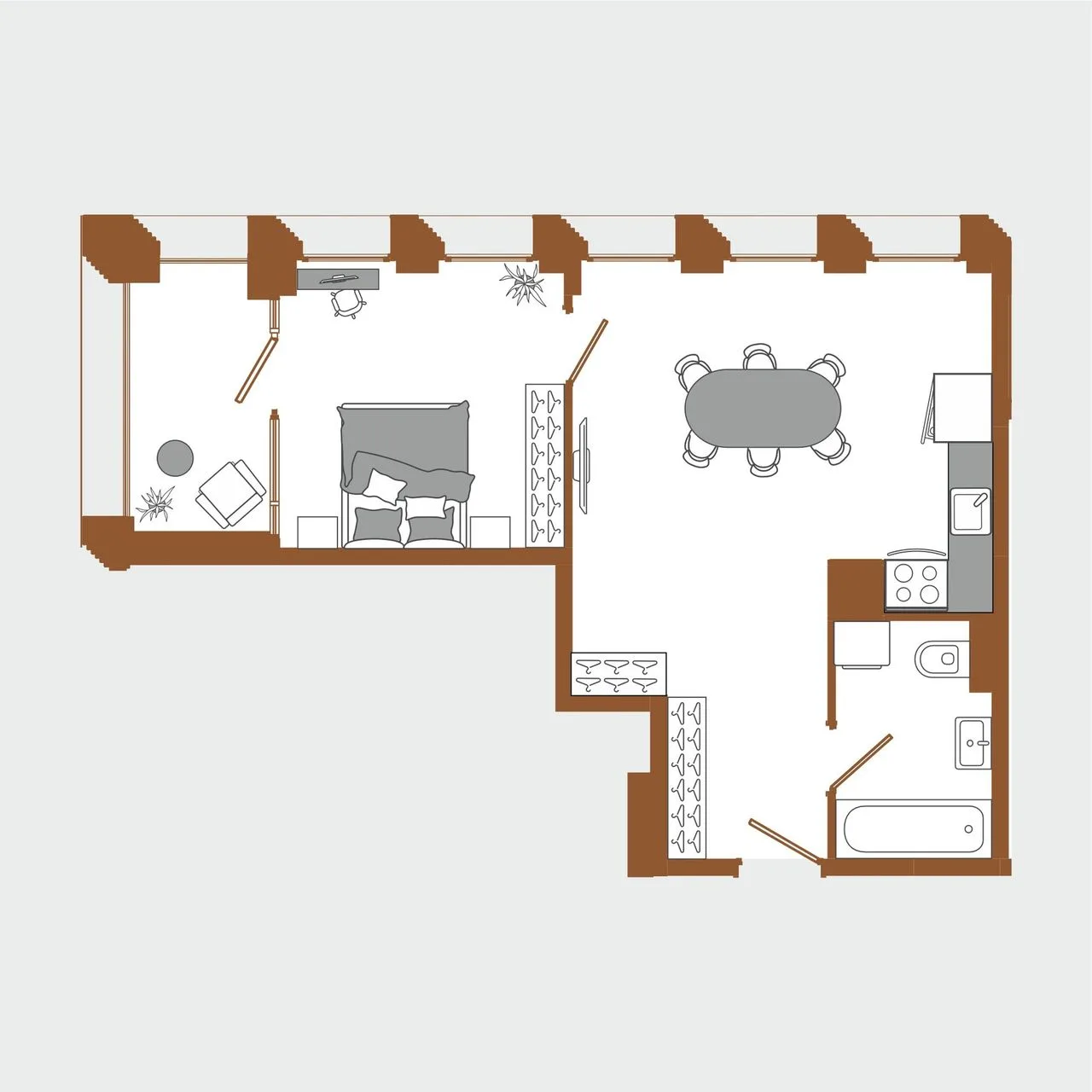1-комнатная квартира, 41,61 м², 3/5 эт. в ЖК «Чувства»