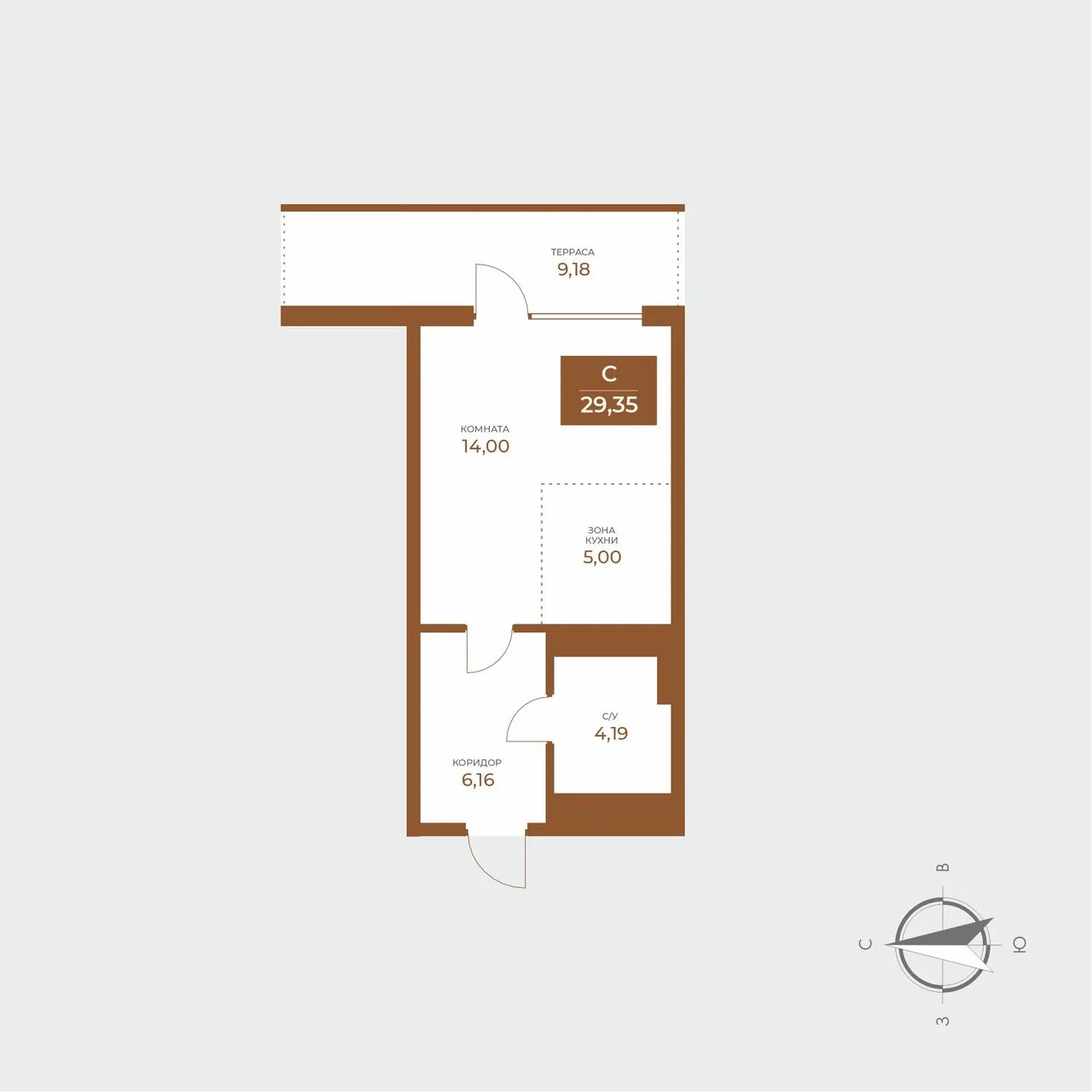 1-комнатная квартира, 29,35 м², 3/8 эт. в ЖК «Авторский дом Мари»