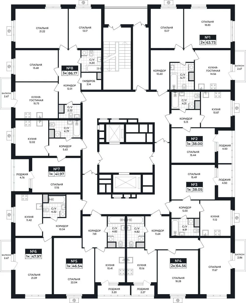 1-комнатная квартира, 38 м², 3/15 эт. в ЖК «Кипарис»