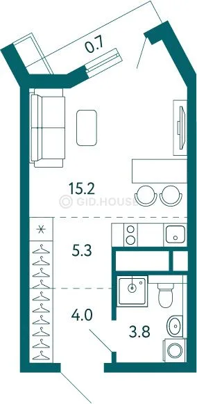 1-комнатная квартира, 29 м², 2/19 эт. в ЖК «Дом у моря»