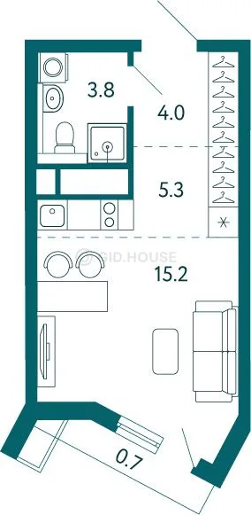 1-комнатная квартира, 29 м², 2/19 эт. в ЖК «Дом у моря»