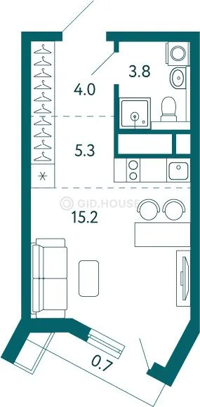 1-комнатная квартира, 29 м², 2/19 эт. в ЖК «Дом у моря»