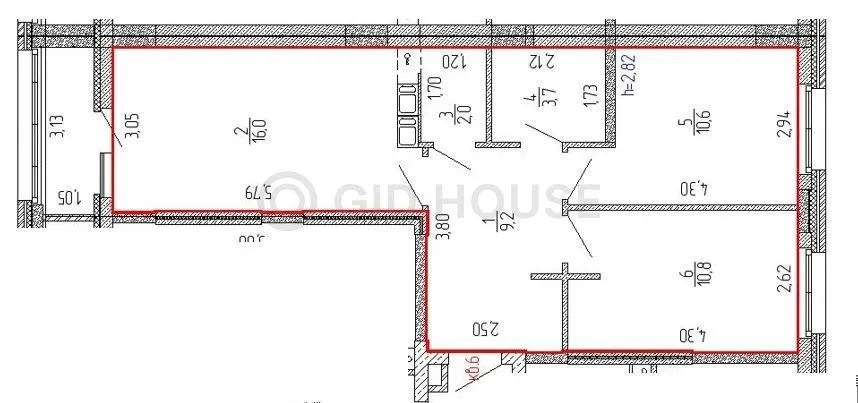 2-комнатная квартира, 57,6 м², 1/9 эт. в ЖК «Дом с часами»