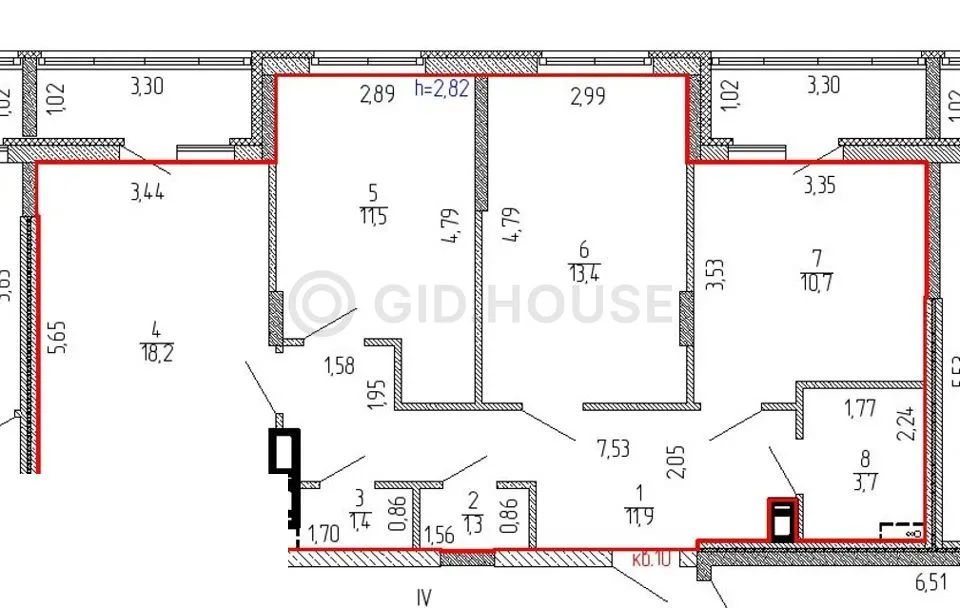 3-комнатная квартира, 81,2 м², 2/9 эт. в ЖК «Дом с часами»