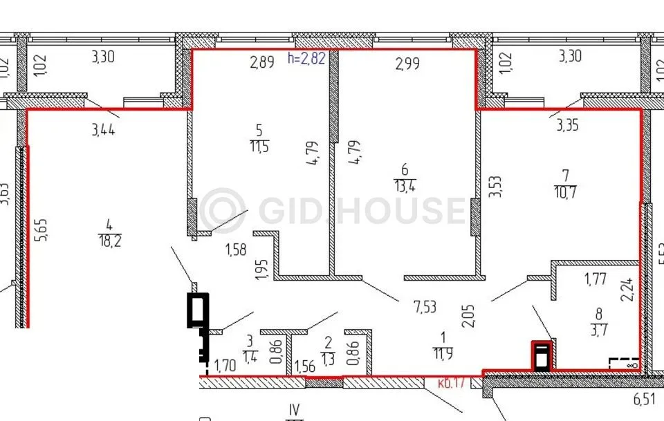 3-комнатная квартира, 81,22 м², 3/9 эт. в ЖК «Дом с часами»