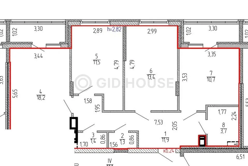 3-комнатная квартира, 81,22 м², 4/9 эт. в ЖК «Дом с часами»