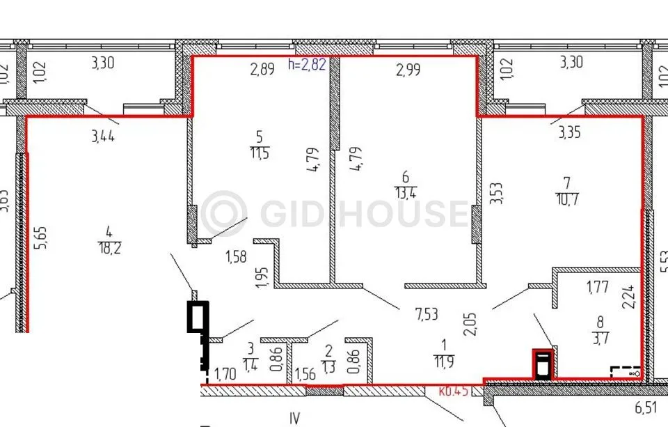 3-комнатная квартира, 81,22 м², 7/9 эт. в ЖК «Дом с часами»