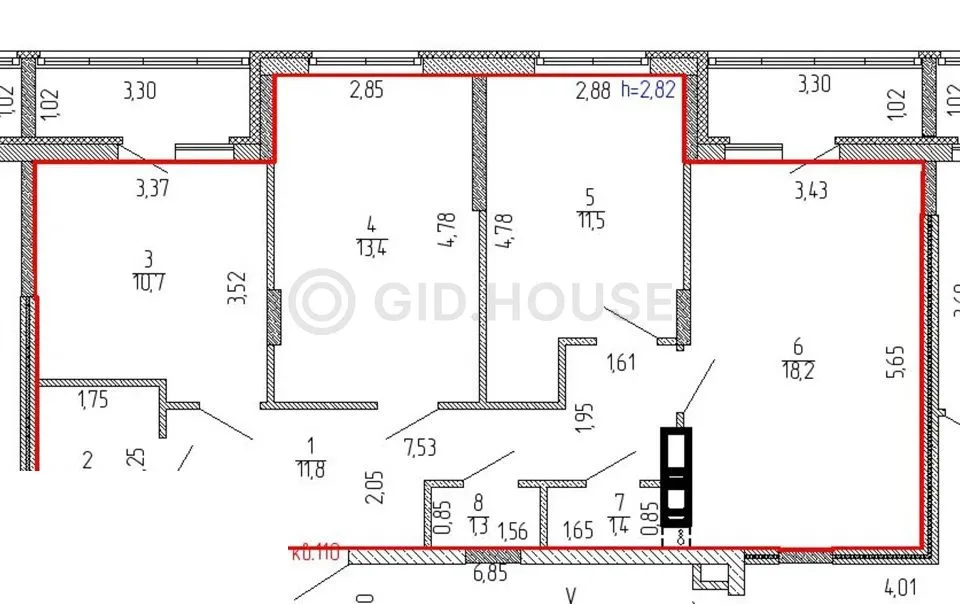 3-комнатная квартира, 81,28 м², 8/9 эт. в ЖК «Дом с часами»