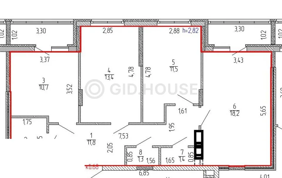3-комнатная квартира, 81,28 м², 2/9 эт. в ЖК «Дом с часами»